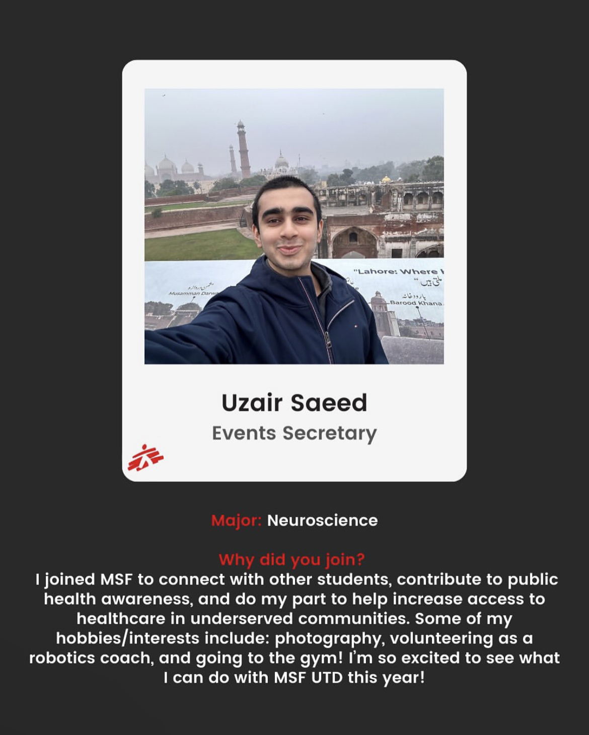 Events Secretary of Friends of MSF