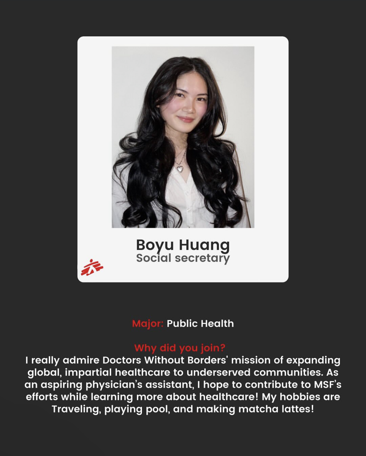 Social Secretary of Friends of MSF